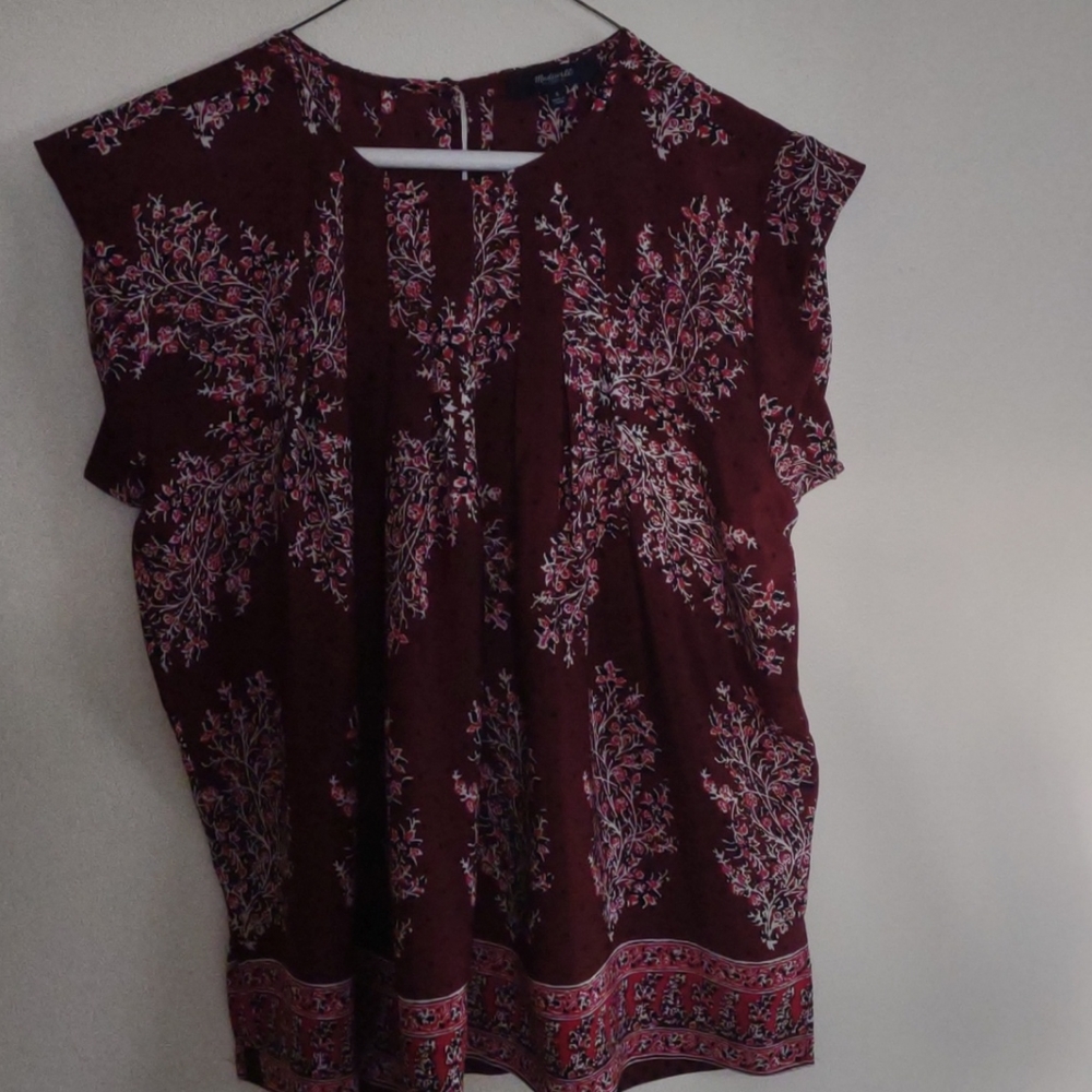 Madewell cap sleeve silk blouse, tunic. Small